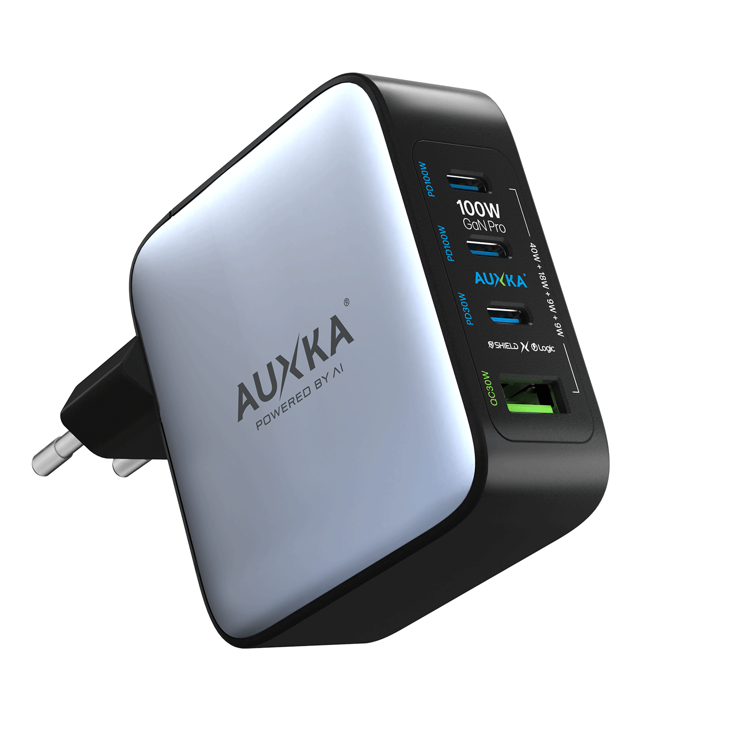 NanoCube™ 100W GaN Pro Wall Charger (3 USB-C Ports + USB-A Port) AUXKA