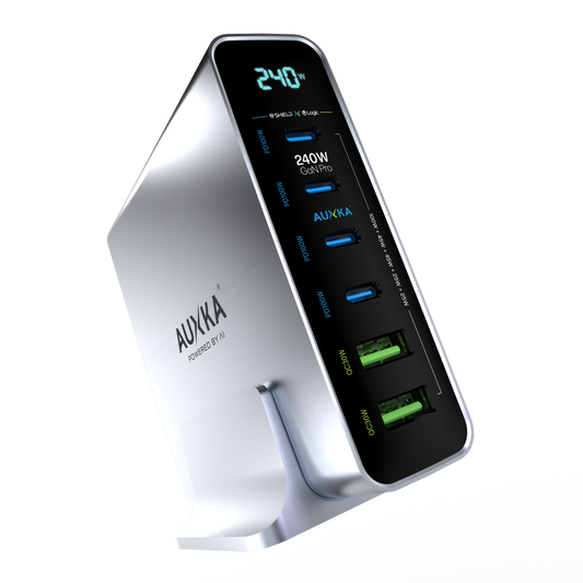 NANOCube™ PowerView 240W GaN Pro Wall Charger with LCD  (4 USB-C Ports + 2 USB-A Ports)