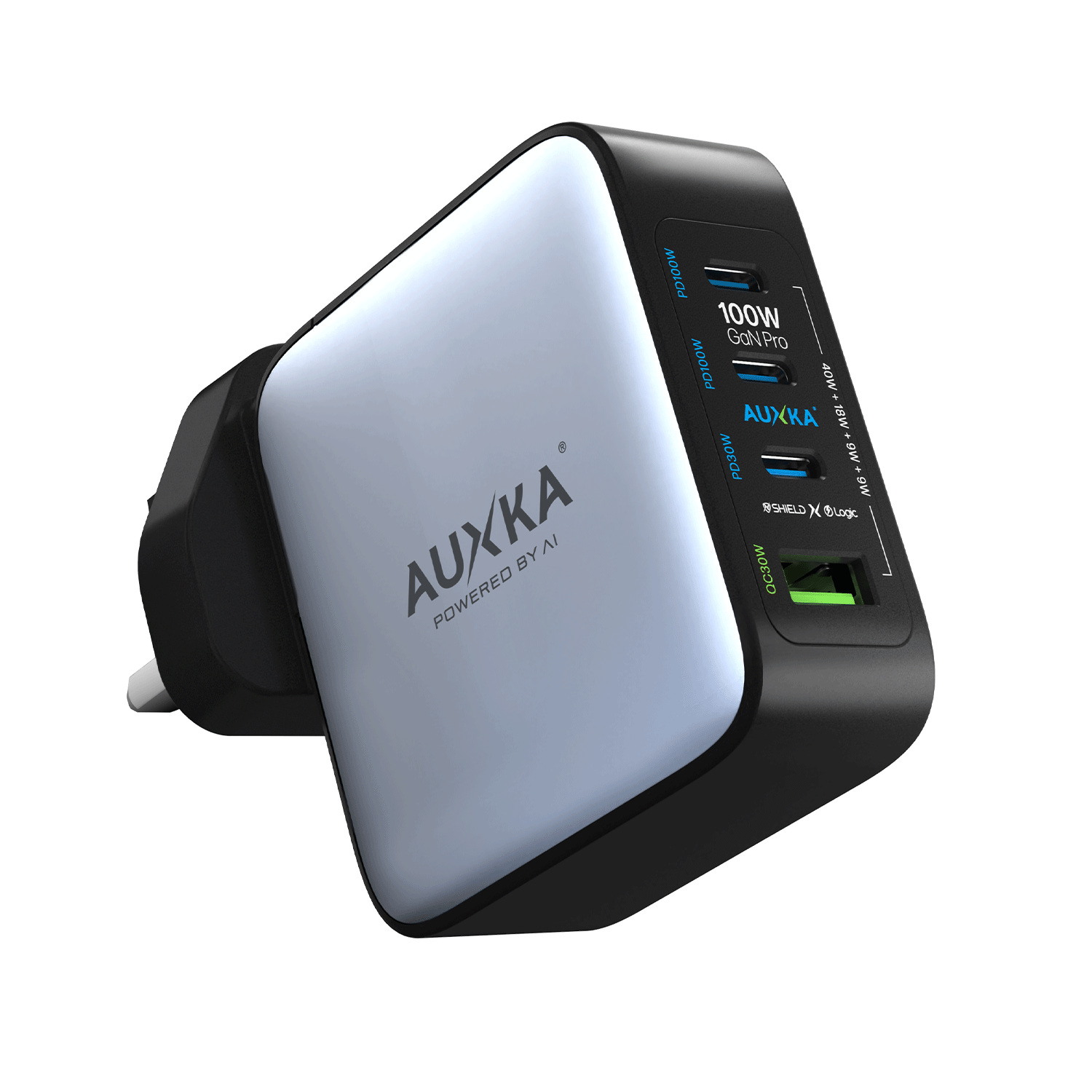 NanoCube™ 100W GaN Pro Wall Charger (3 USB-C Ports + USB-A Port) AUXKA