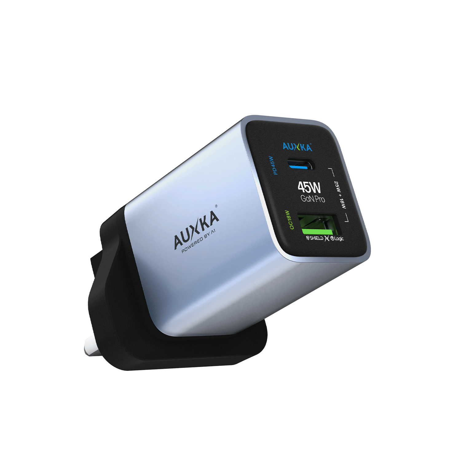 NANOCube™ 45W GaN Wall Charger (1 USB-C Port + 1 USB-A Port) AUXKA