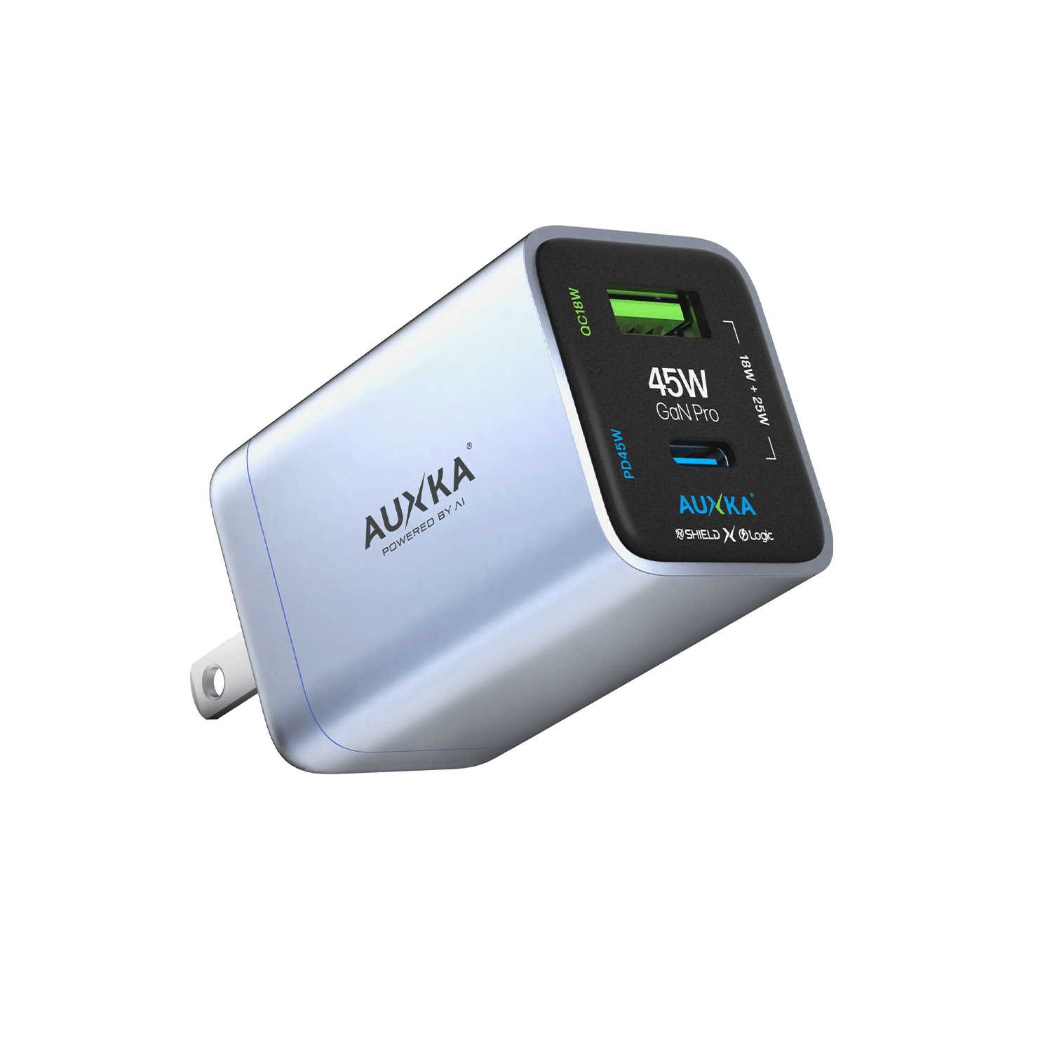 NANOCube™ 45W GaN Wall Charger (1 USB-C Port + 1 USB-A Port) AUXKA