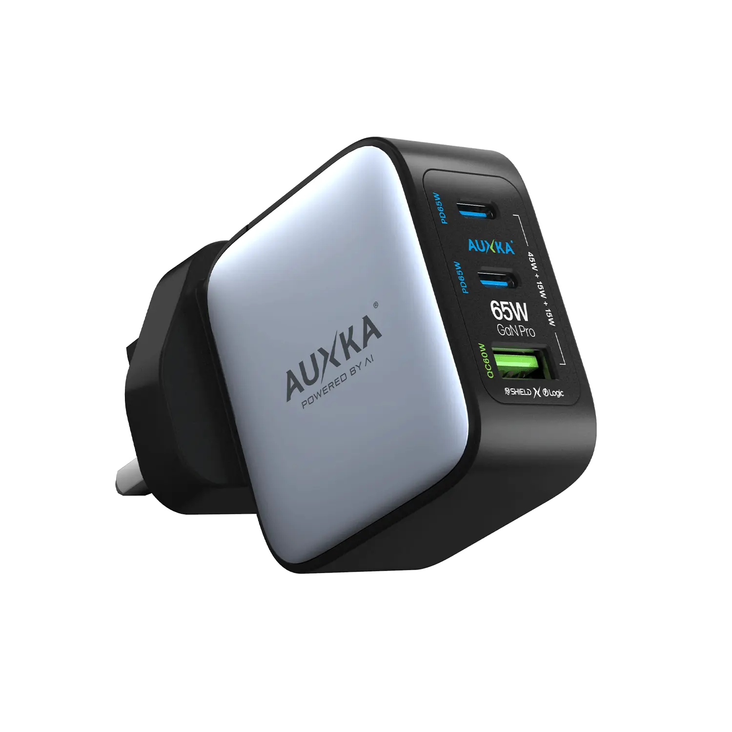 NANOCube™ 65W GaN Pro Wall Charger (2 USB-C Ports + USB-A Port) AUXKA