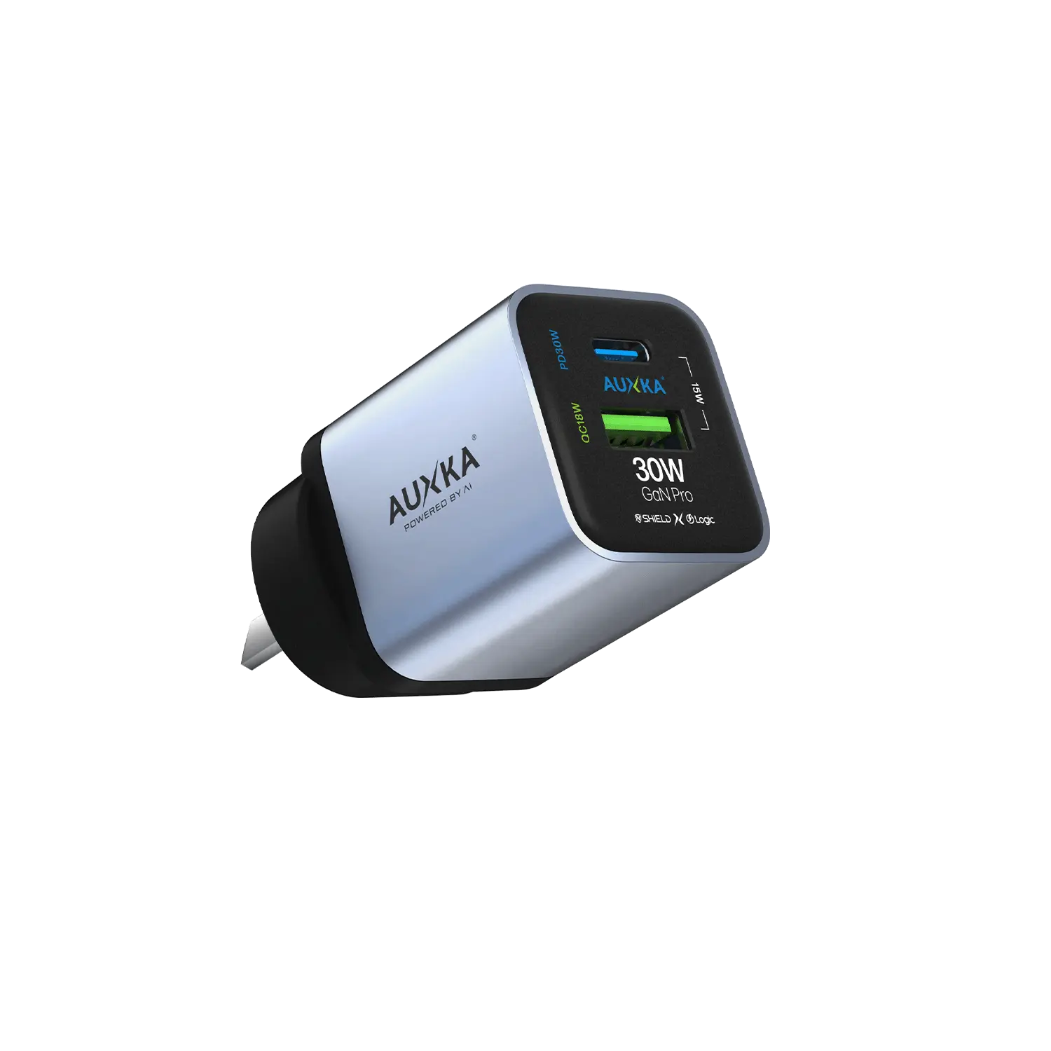 NanoCube™ 30W GaN Pro Wall Charger (1 USB-C Port + 1 USB-A Port) AUXKA